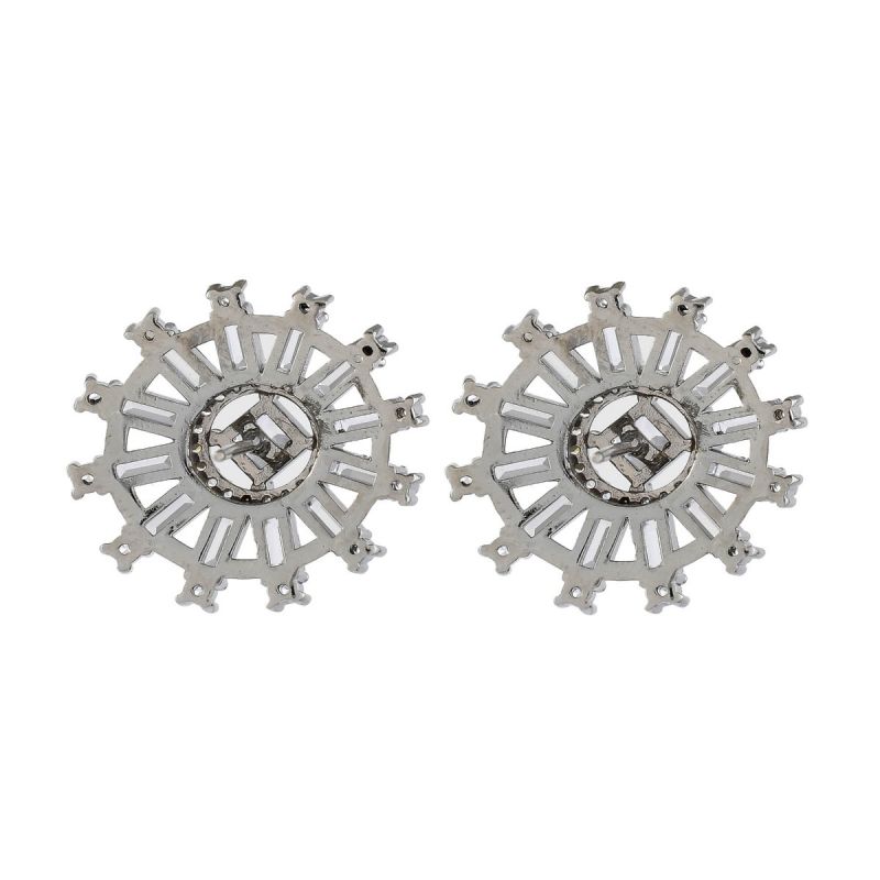 Oussum Women Fashion Round Buguette Princes Cut Cubic Zirconiac Stud Earring For Gift