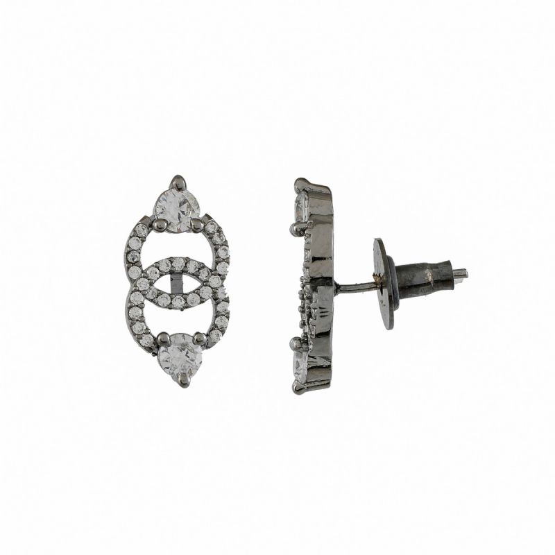 Oussum Women Fashion Round Stone Cubic Zirconia Stud Earring