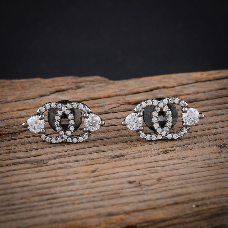 oussum Women Fashion round Stone Cubic Zirconia Stud Earring