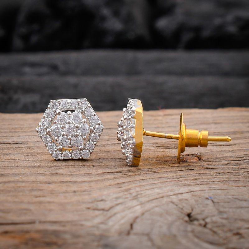 oussum Women Floral Shape CZ White Cubic Zirconia Stud Earrings Jewelry For Gift