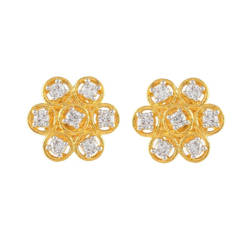 Oussum Women Flower Floral Shape White Cubic Zirconia Stud Earrings Jewelry