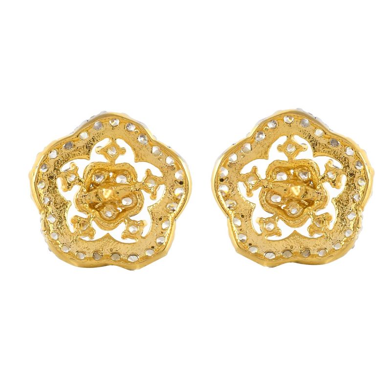 Oussum Women Flower Shape White CZ Cubic Zirconia Stud Earrings Jewelry For Gift