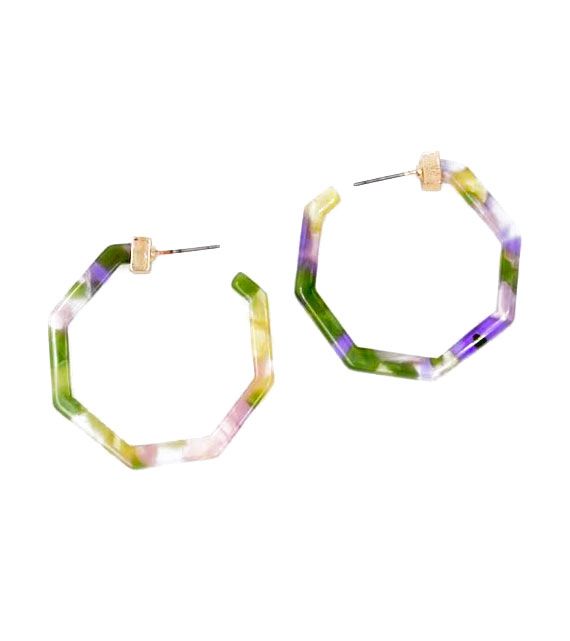 Oussum Women Geometric Resin Hoop Earrings For Women Girl