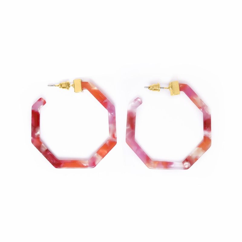 Oussum Women Geometric Resin Hoop Earrings For Women Girl