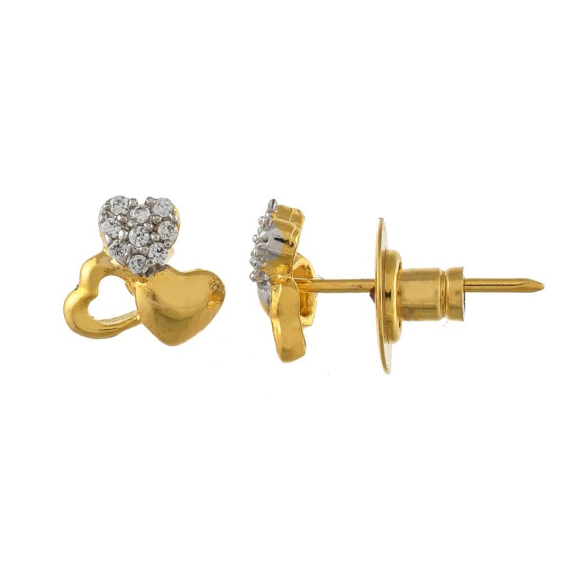 Oussum Women Heart Shape White Cubic Zirconia Stud Earrings Jewelry For Gift