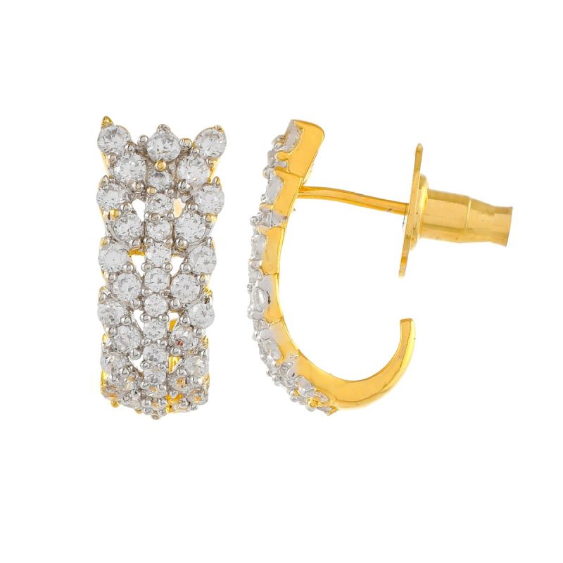 Oussum Women Hook Shape Earrings White CZ Stud Earring For Valentine Day Gift Jewelry