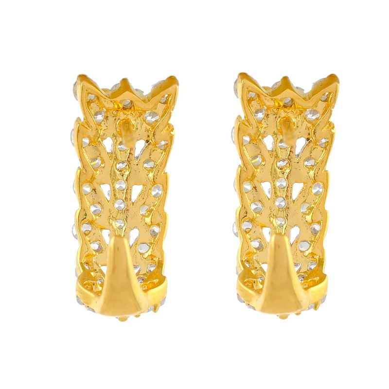 Oussum Women Hook Shape Earrings White CZ Stud Earring For Valentine Day Gift Jewelry