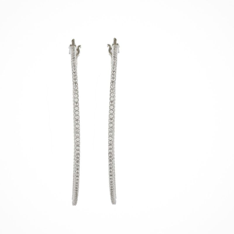 Oussum Women Hoop White Cubic Zirconia Oval Shape Earring Jewelry For Gift