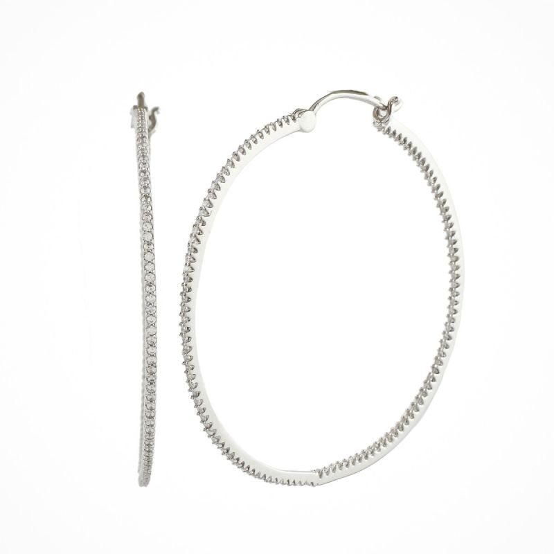 Oussum Women Hoop White Cubic Zirconia Oval Shape Earring Jewelry For Gift