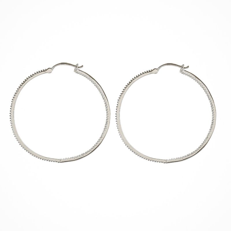 Oussum Women Hoop White Cubic Zirconia Oval Shape Earring Jewelry For Gift