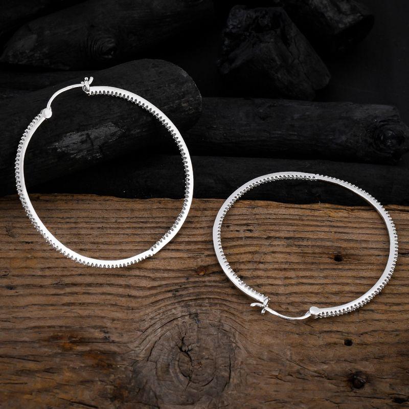 oussum Women Hoop White Cubic Zirconia Oval Shape Earring Jewelry For Gift