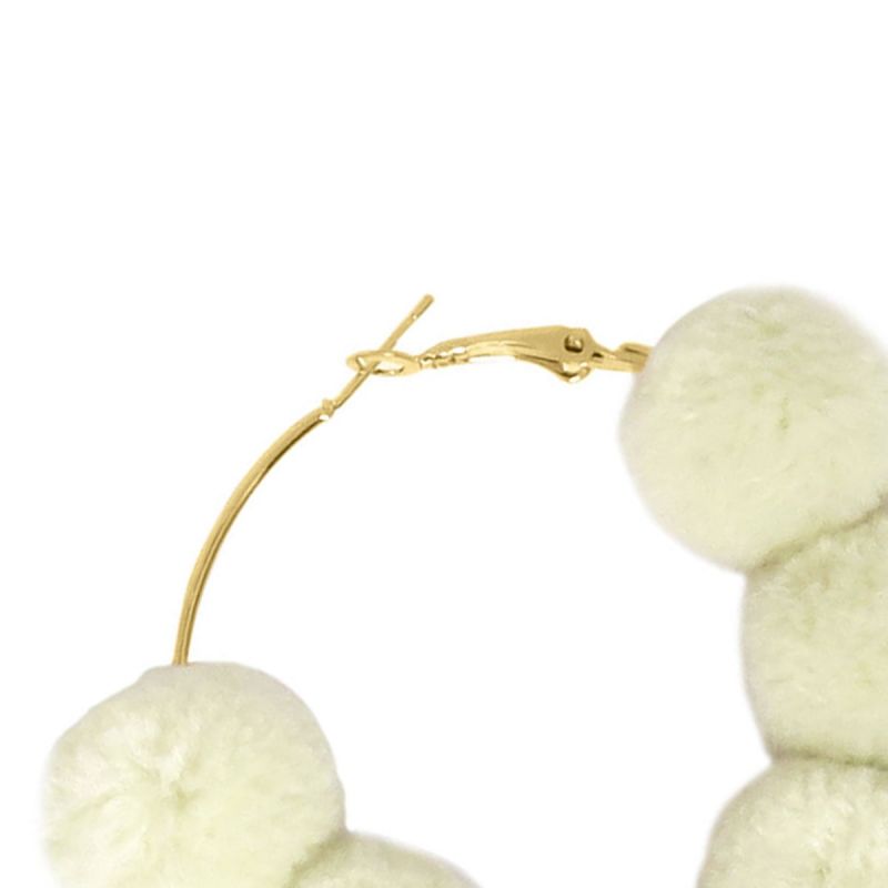 Oussum Women Off White Fashion Jewelry Velvet Beaded Round Hoop Boho Earrings