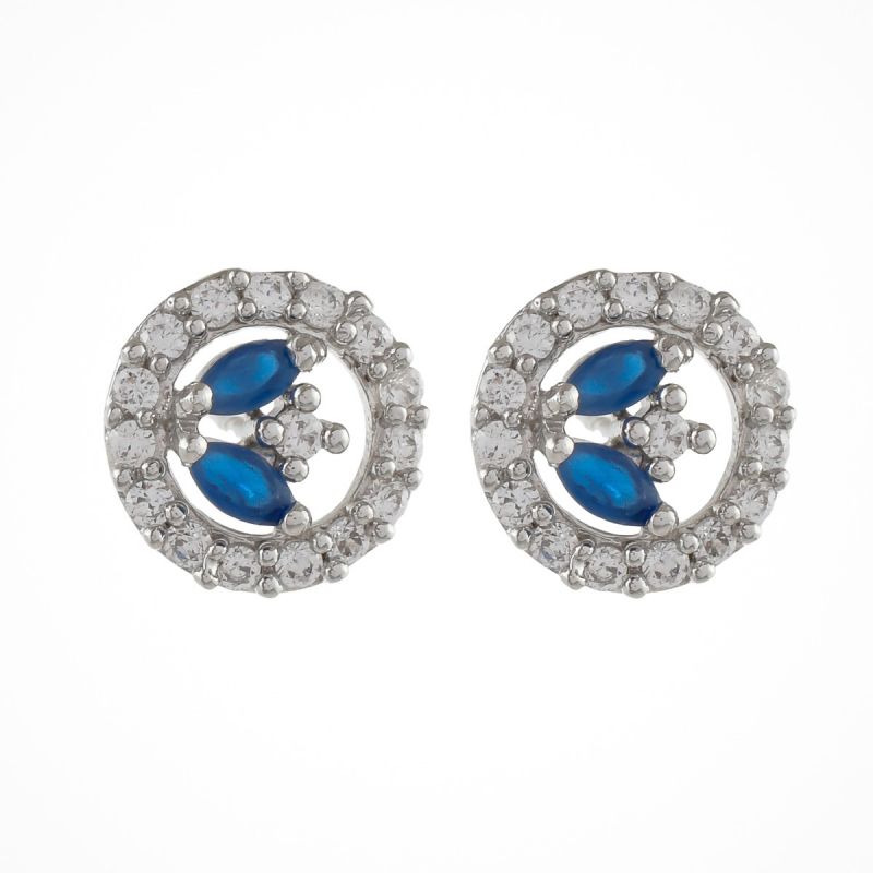 Oussum Women Round Paved White CZ Stone Stud Earring Jewelry For Gift