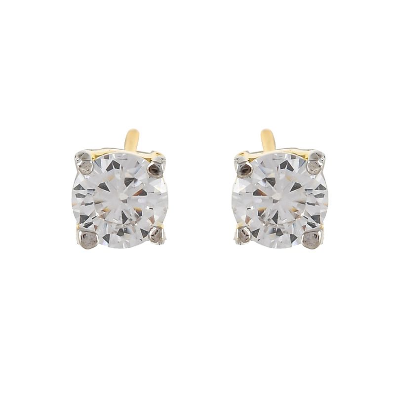 Oussum Women Round Shape CZ Cubic Zirconia Stud Earrings Jewelry For Gift