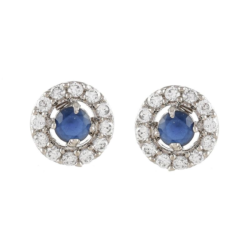 Oussum Women Round Shape CZ White Cubic Zirconia Stud Earrings Jewelry