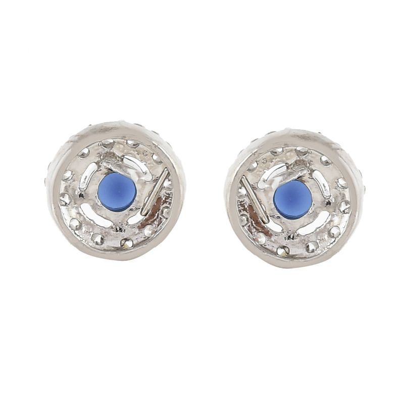 Oussum Women Round Shape CZ White Cubic Zirconia Stud Earrings Jewelry