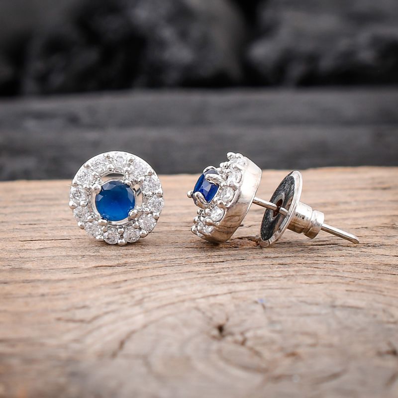 oussum Women Round Shape CZ White Cubic Zirconia Stud Earrings Jewelry oussum Women Round Shape CZ White Cubic Zirconia Stud Earrings Jewelry