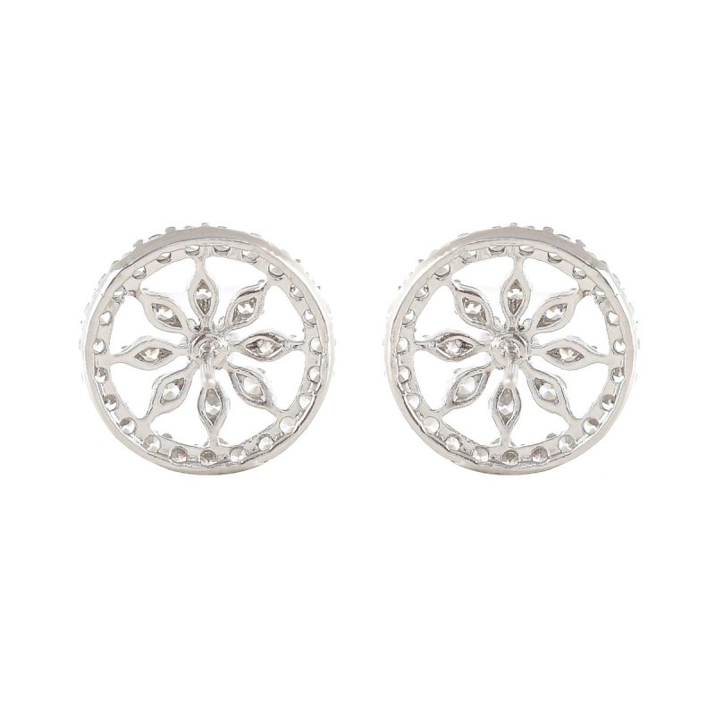 Oussum Women Round Shape Geometric CZ Cubic Zirconia Stud Earrings Jewelry For Gift