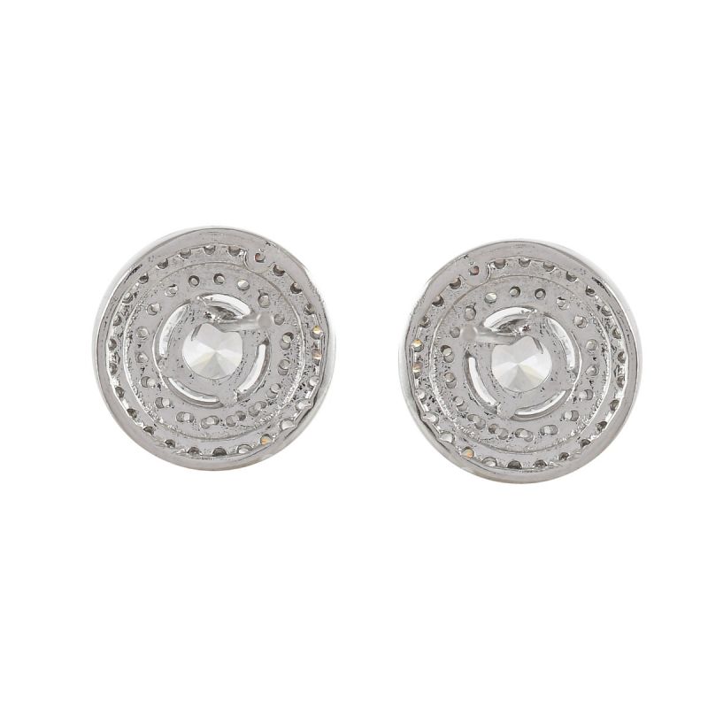 Oussum Women Round Shape White Cubic Zirconia Stud Earrings Jewelry For Gift