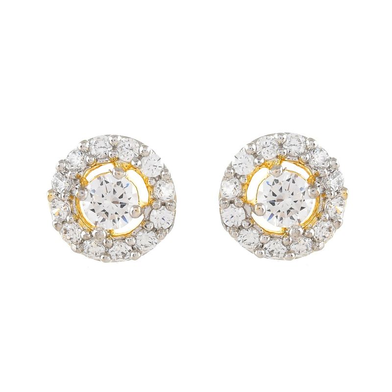 Oussum Women Round Shape White CZ Cubic Zirconia Stud Earrings Jewelry For Gift