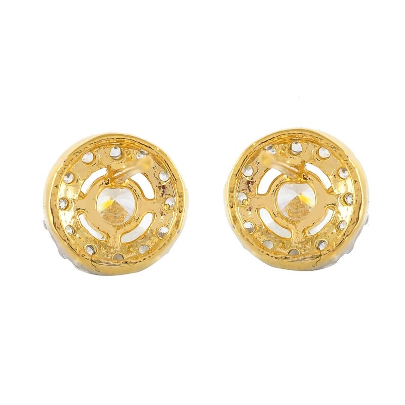 Oussum Women Round Shape White CZ Cubic Zirconia Stud Earrings Jewelry For Gift