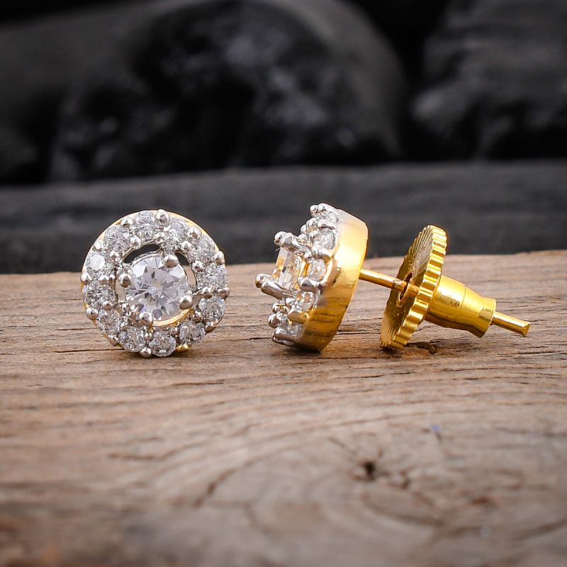 oussum Women Round Shape White CZ Cubic Zirconia Stud Earrings Jewelry For Gift