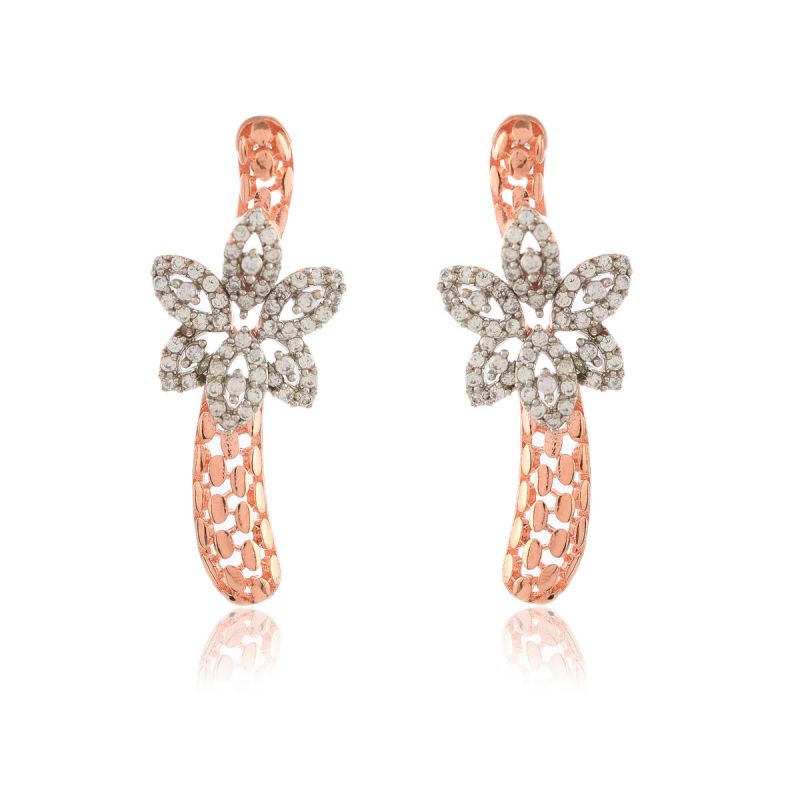 Oussum Women’s Cubic Zirconia Rose Gold Plated Necklace Set For Christmas