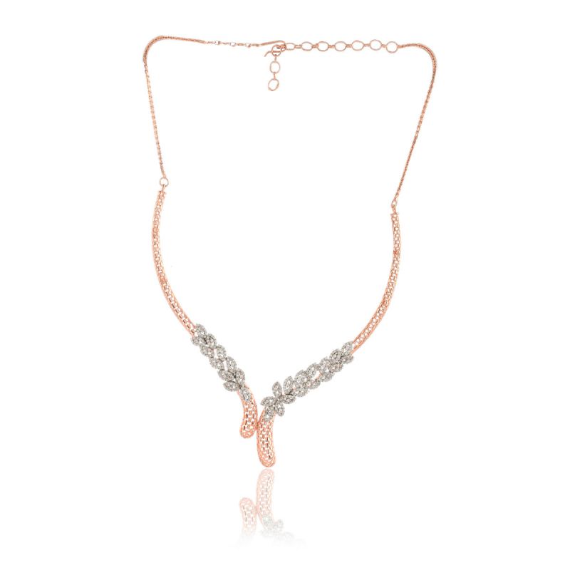 Oussum Women’s Cubic Zirconia Rose Gold Plated Necklace Set For Christmas