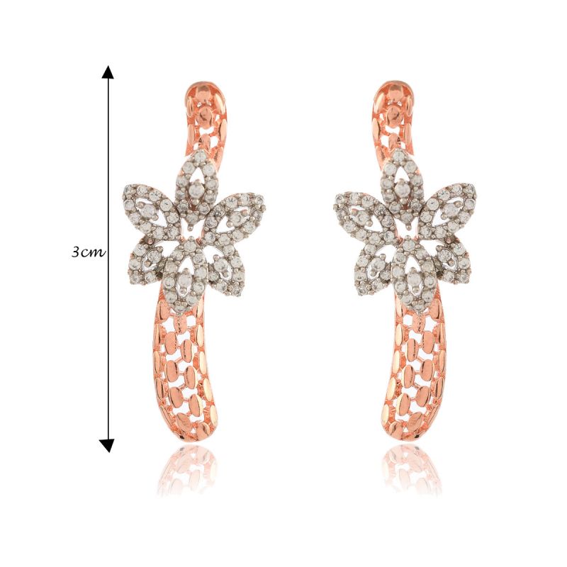 Oussum Women’s Cubic Zirconia Rose Gold Plated Necklace Set For Christmas