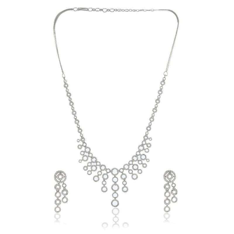 oussum Women’s CZ Diamond Black Plated Necklace Set for Christmas