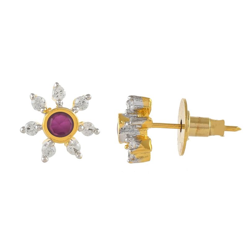 Oussum Women Snowflake Shape CZ Cubic Zirconia Stud Earrings Jewelry For Gift