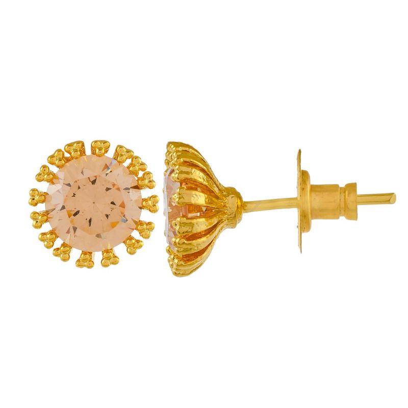 Oussum Women Solitaire Round Shape CZ Stone Stud Earring Jewelry For Gift