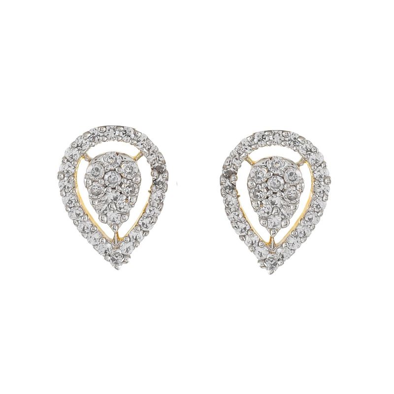 Oussum Women Tear Drop Shape CZ White Cubic Zirconia Stud Earrings Jewelry For Gift