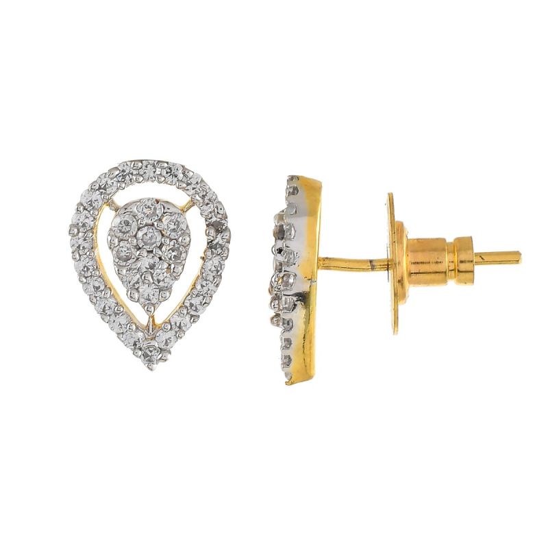 Oussum Women Tear Drop Shape CZ White Cubic Zirconia Stud Earrings Jewelry For Gift