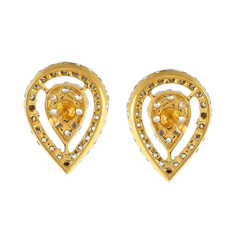 Oussum Women Tear Drop Shape CZ White Cubic Zirconia Stud Earrings Jewelry For Gift