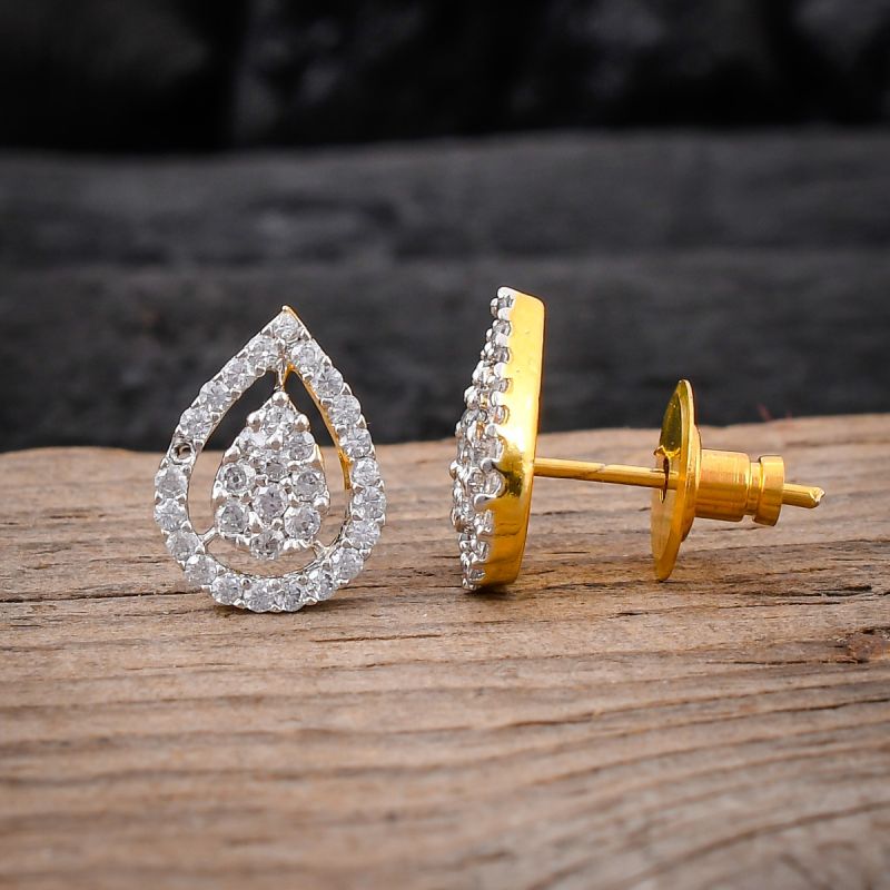 oussum Women Tear Drop Shape CZ White Cubic Zirconia Stud Earrings Jewelry For Gift