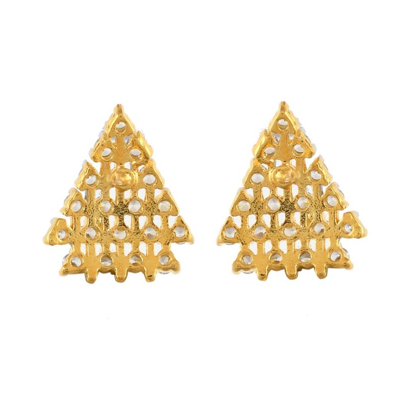 Oussum Women Triangle Shape White Cubic Zirconia Stud Earrings Jewelry For Gift