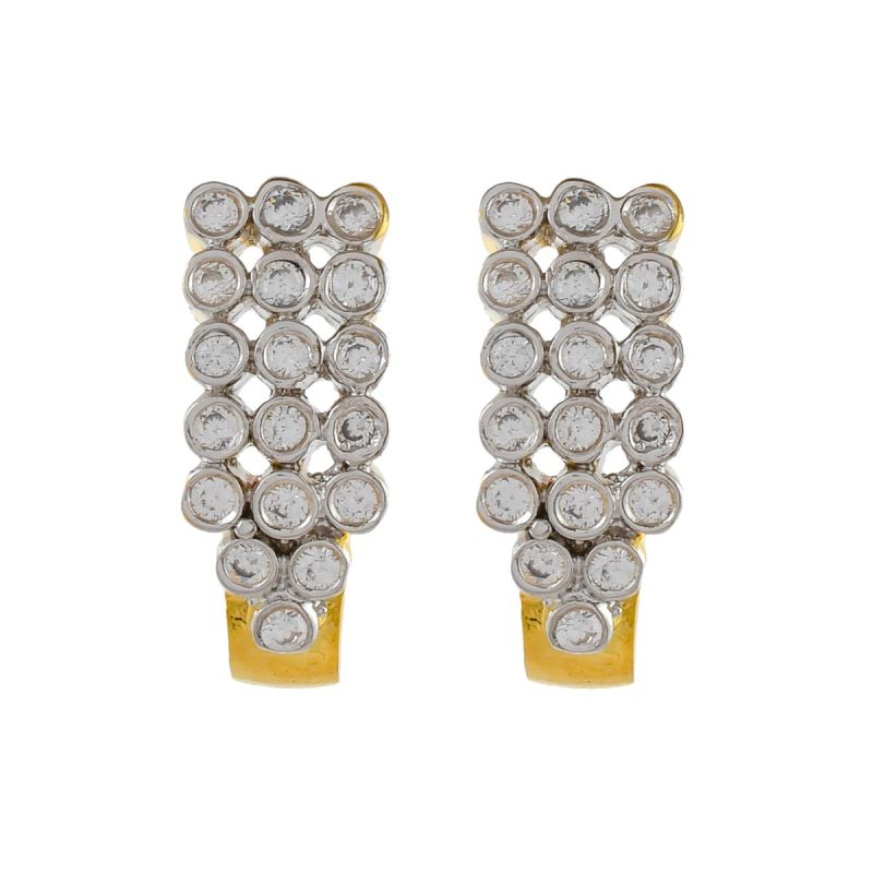 Oussum Women White Cubic Zirconia Cluster Earring Ear Studded Hook Shaped Stud Earrings