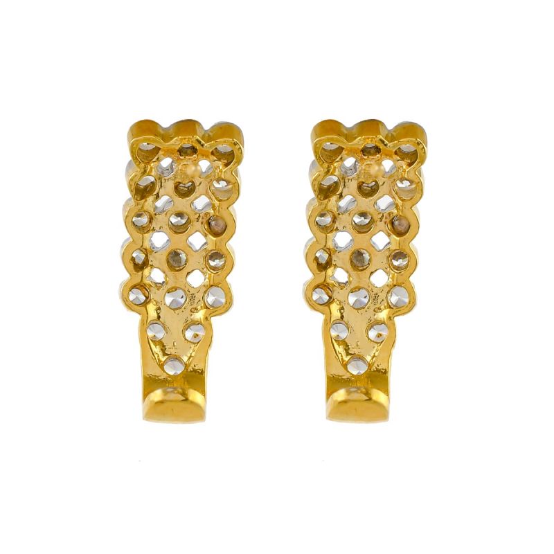 Oussum Women White Cubic Zirconia Cluster Earring Ear Studded Hook Shaped Stud Earrings