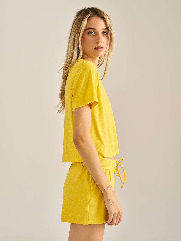 Outdoor Voices CloudKnit Boxy Shortsleeve Lemon Water