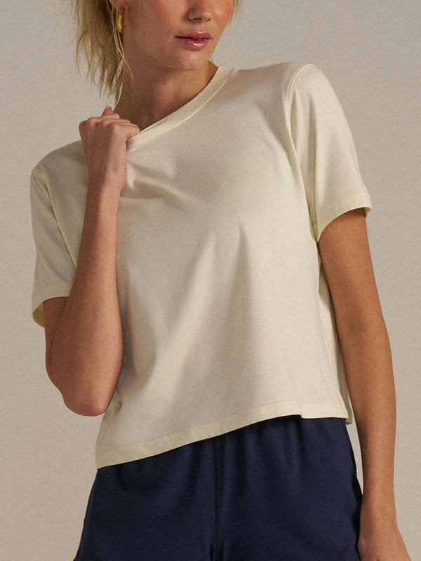 Outdoor Voices CloudKnit Boxy Shortsleeve Milk Stone