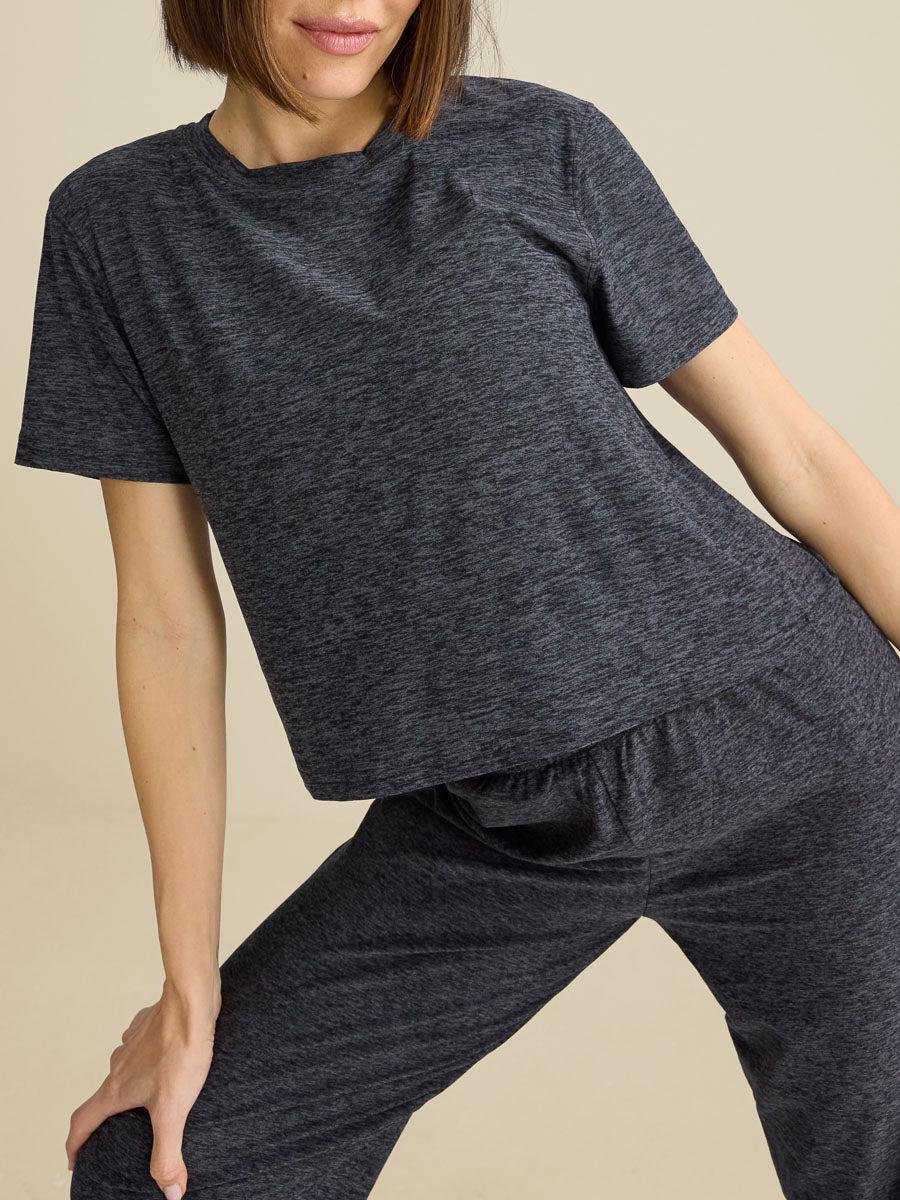 outdoor voices CloudKnit Heavyweight Boxy Shortsleeve Charcoal