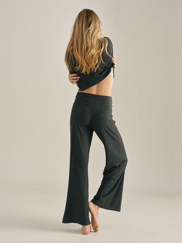 Outdoor Voices CloudKnit High Rise Wide Leg Pant Charcoal