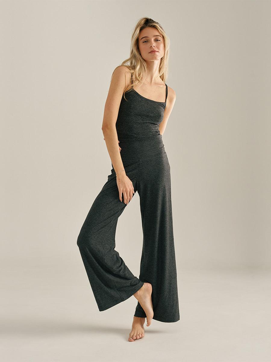 outdoor voices CloudKnit High Rise Wide Leg Pant Charcoal