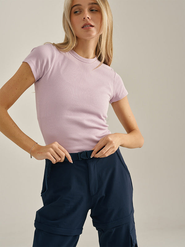 Outdoor Voices Everyday Rib Baby Tee Orchid