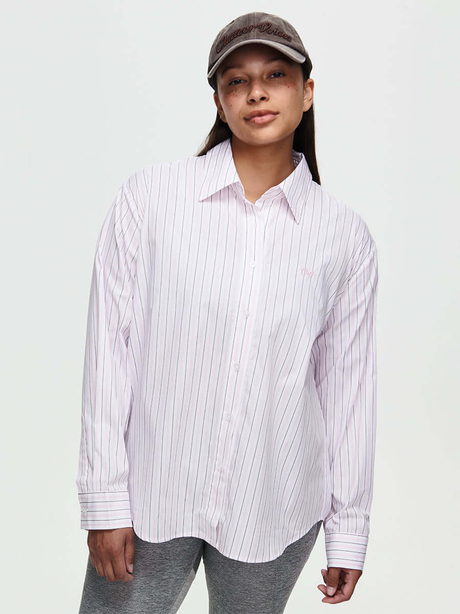 outdoor voices Striped Sun Shirt Guava