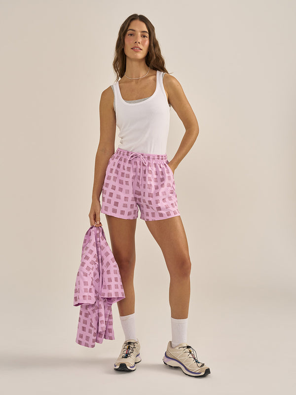 Outdoor Voices SolarCool 3" Beach Short Orchid Check