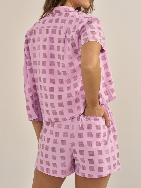 Outdoor Voices SolarCool 3" Beach Short Orchid Check