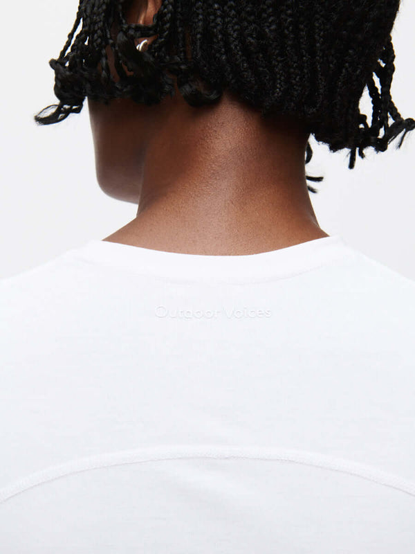 Outdoor Voices ThinkFast Jersey Baby Tee Brilliant White