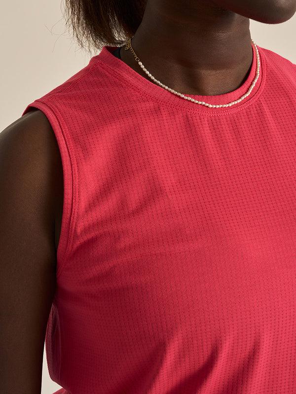 Outdoor Voices ThinkFast Mesh Cropped Muscle Tank Wild Cherry